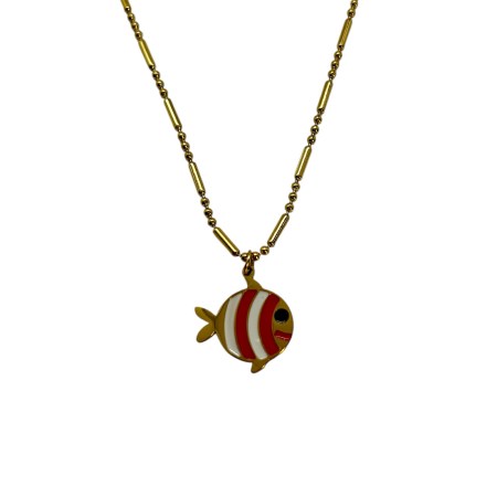 necklace steel gold colorful fish